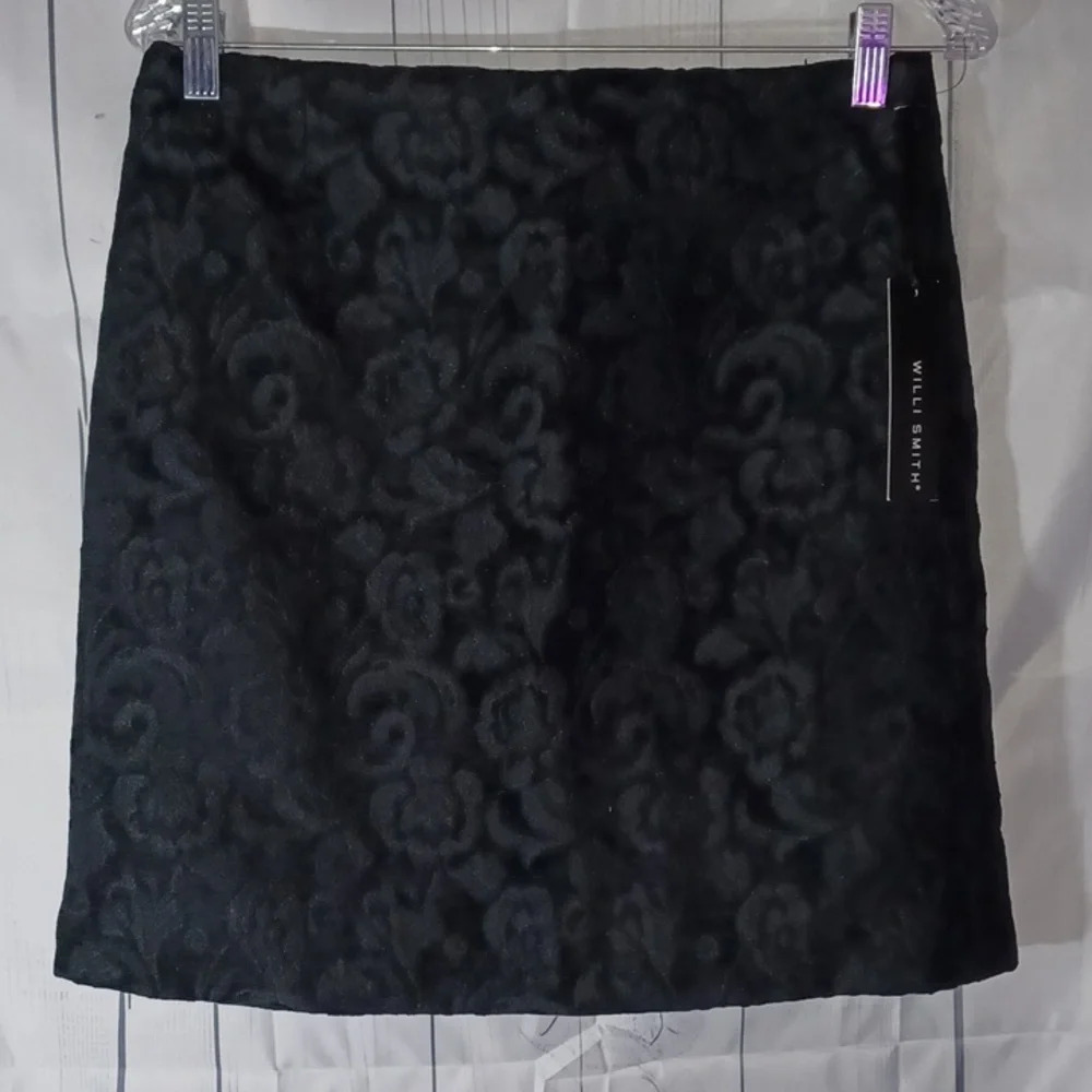 Willi Smith black floral textured classic twee pencil skirt NWT